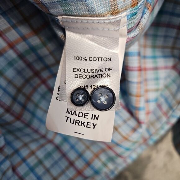 Johnnie-O Shirt Button Up Shirt Mens Medium Long Sleeve Top Shelf Blue Plaid - Picture 5 of 12